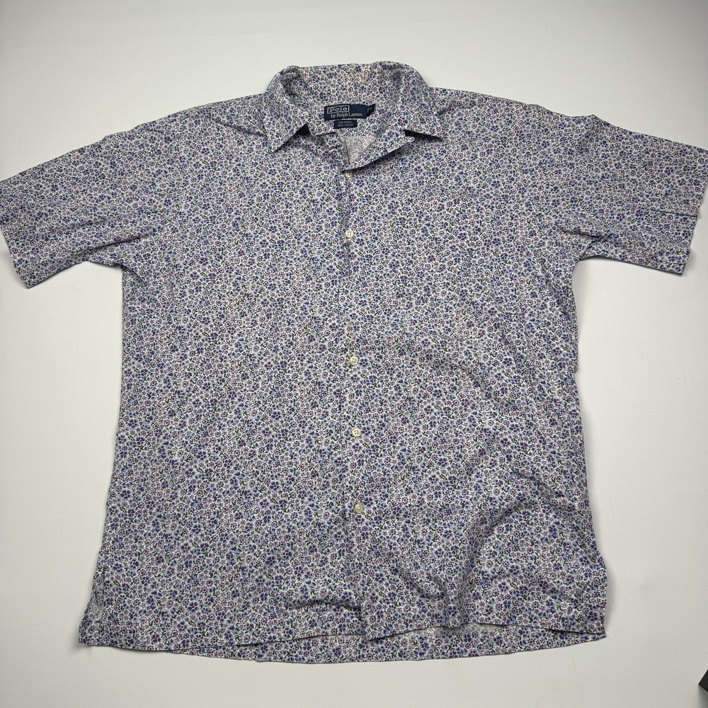 Polo Ralph Lauren Shirt Mens Medium Floral Short Sleeve Button Up Caldwell